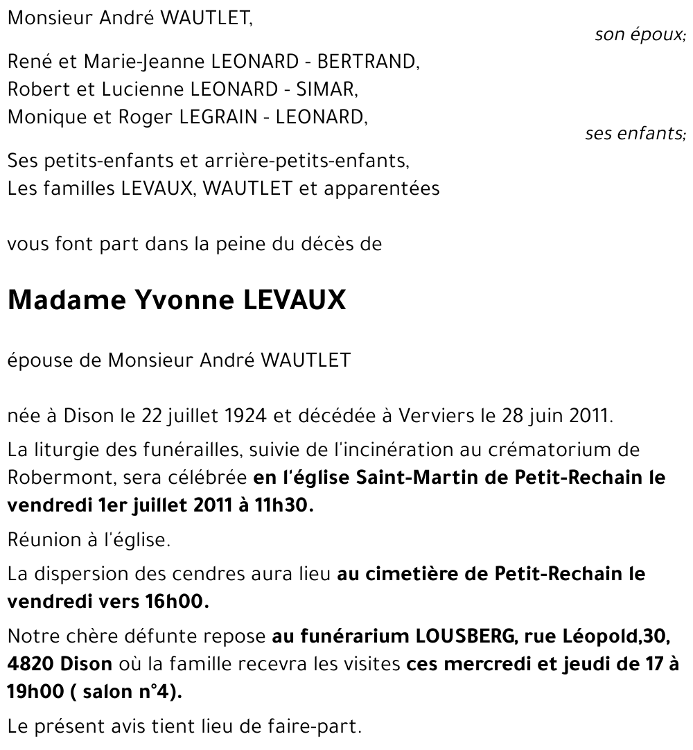 Yvonne LEVAUX