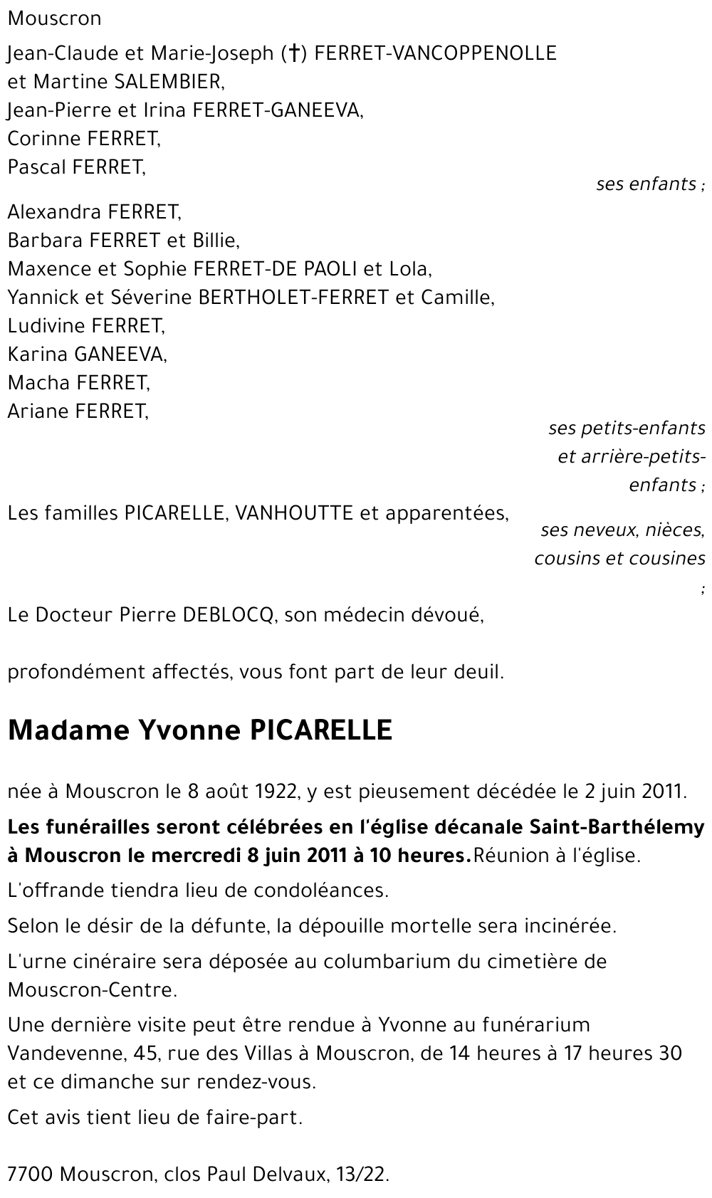 Yvonne PICARELLE