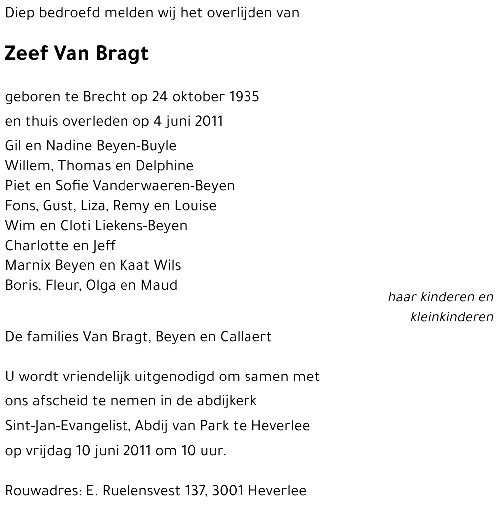 Zeef Van Bragt