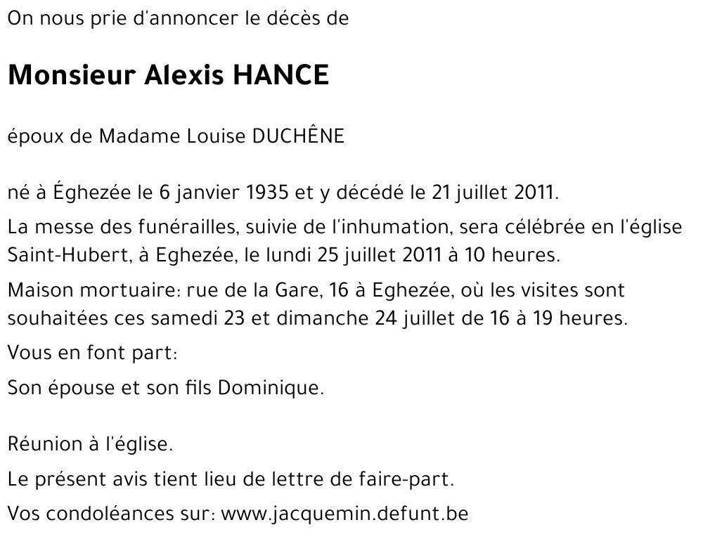 Alexis HANCE