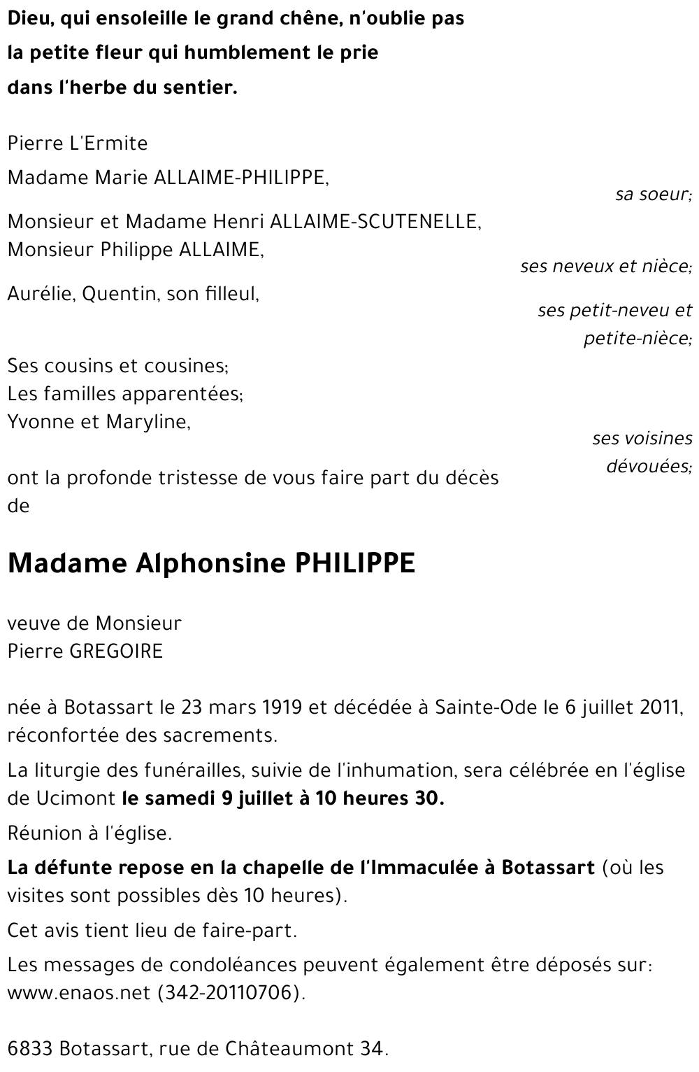 Alphonsine PHILIPPE