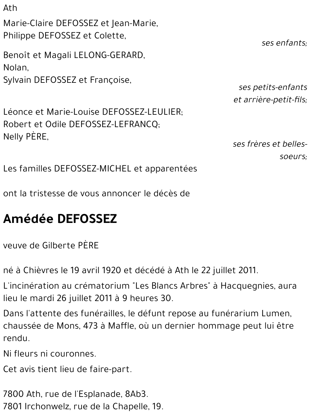 Amédée DEFOSSEZ