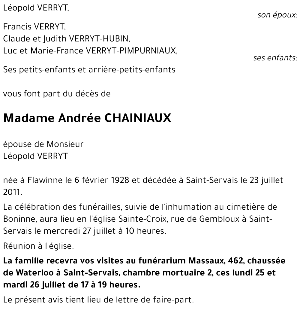 Andrée CHAINIAUX