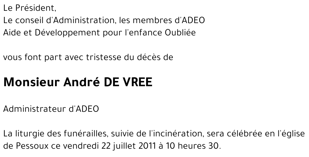 Andrée DE VREE
