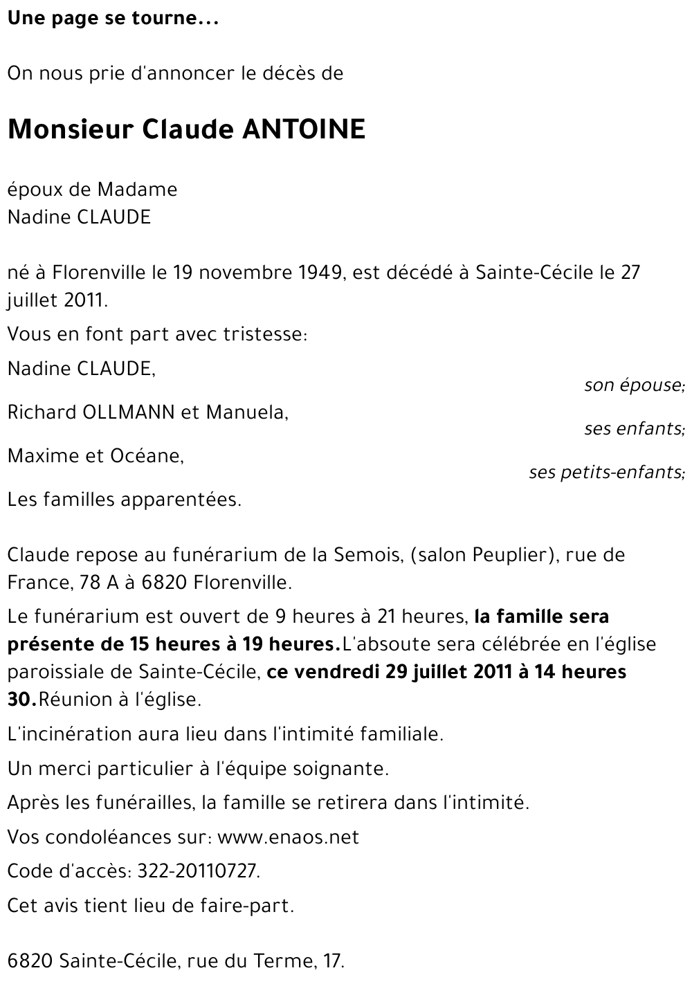 Claude ANTOINE