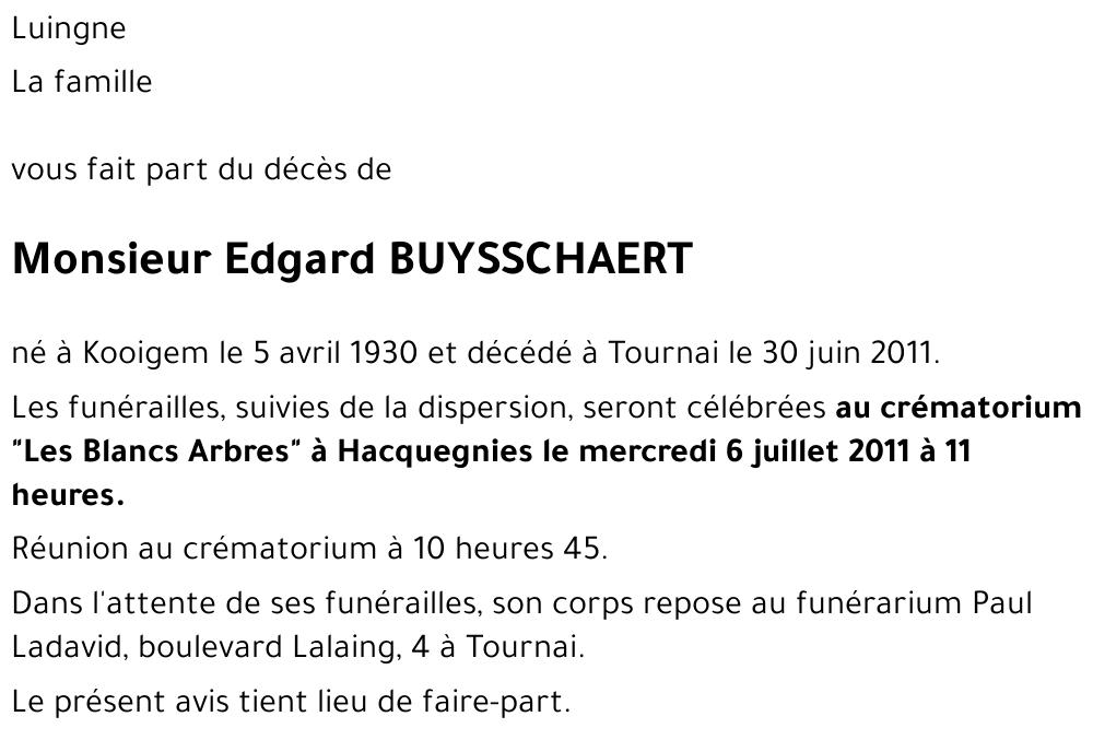 Edgard BUYSSCHAERT