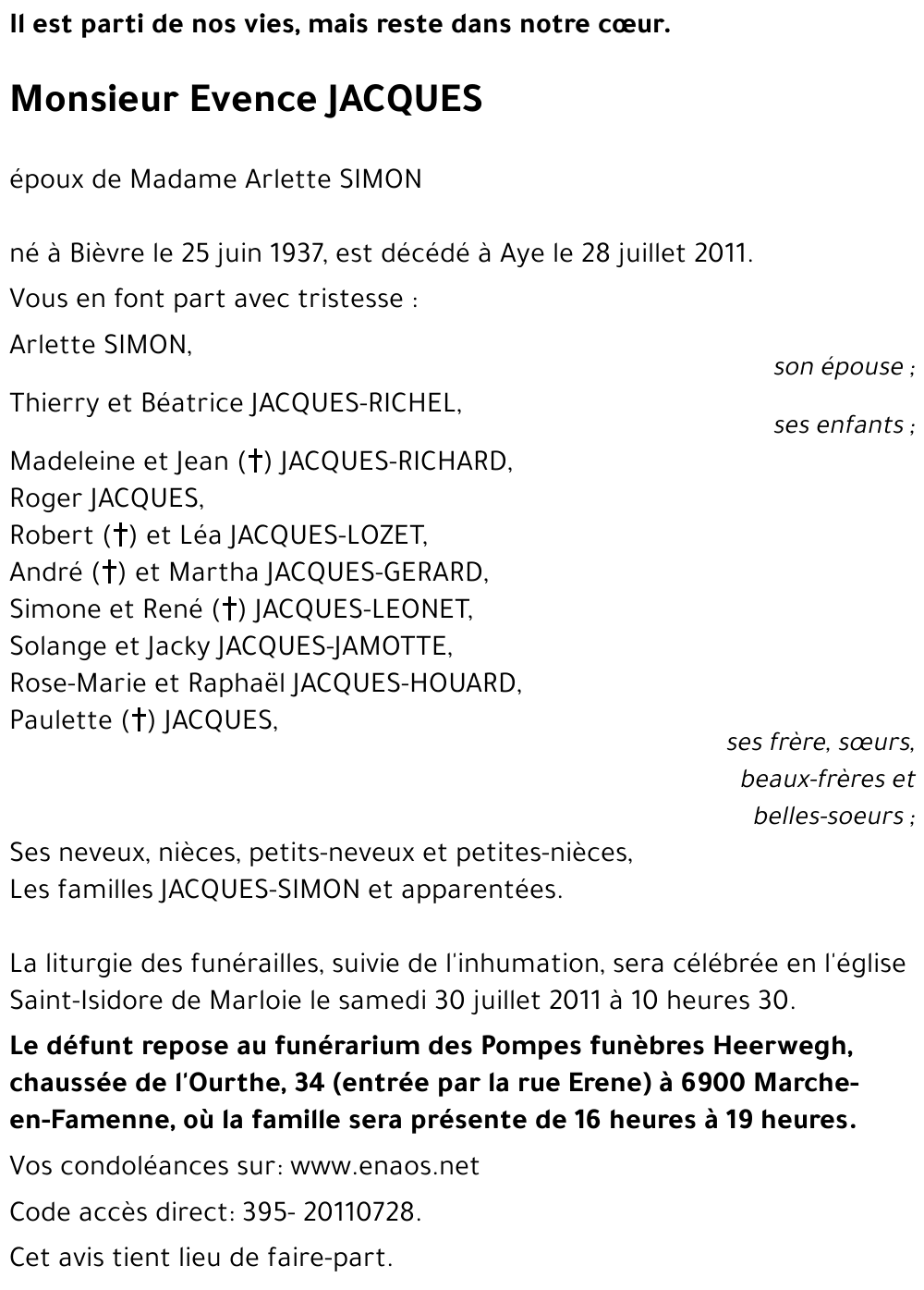 Evence JACQUES