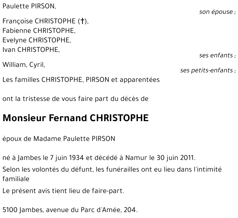 Fernand CHRISTOPHE