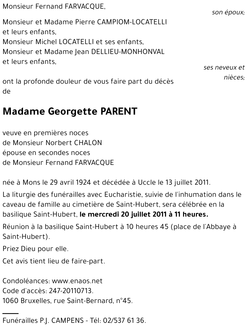 Georgette PARENT