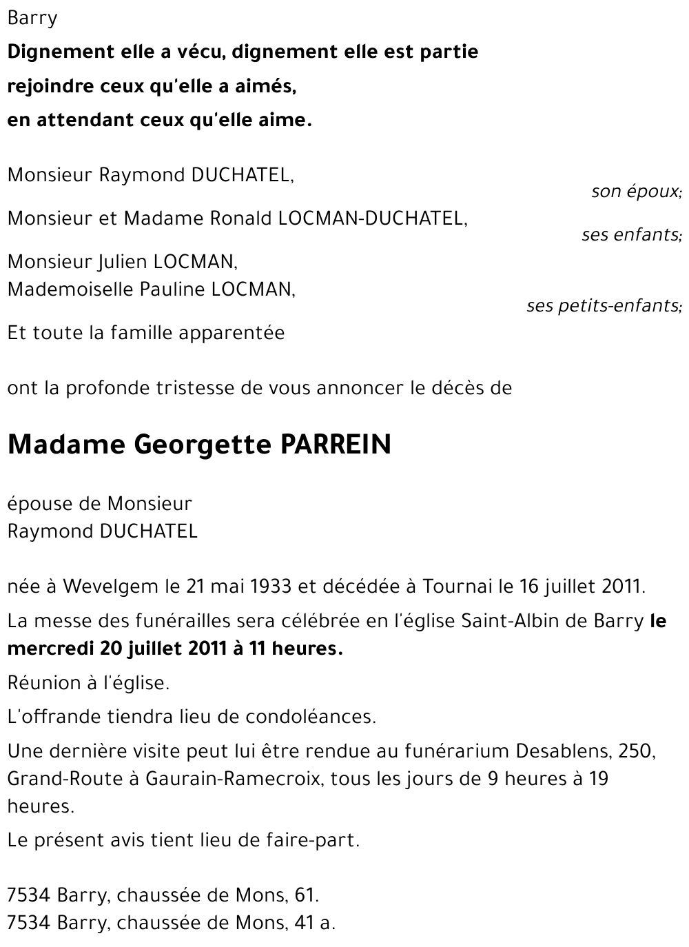 Georgette PARREIN