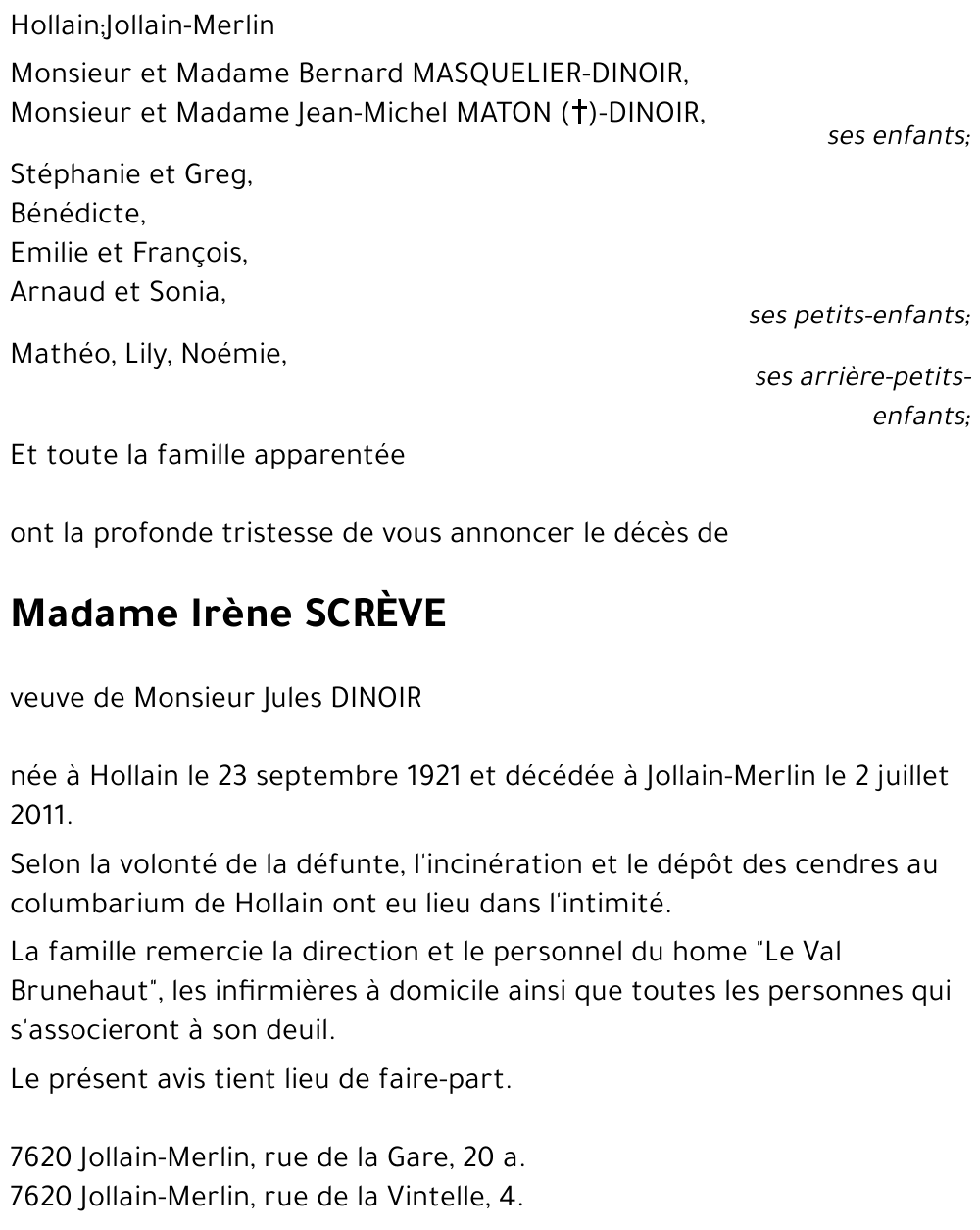 Irène SCRÈVE