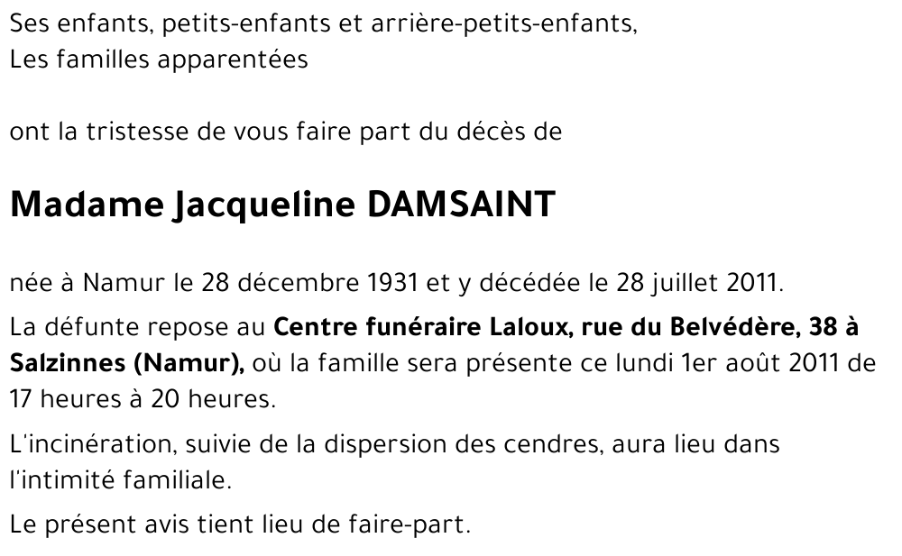 Jacqueline DAMSAINT