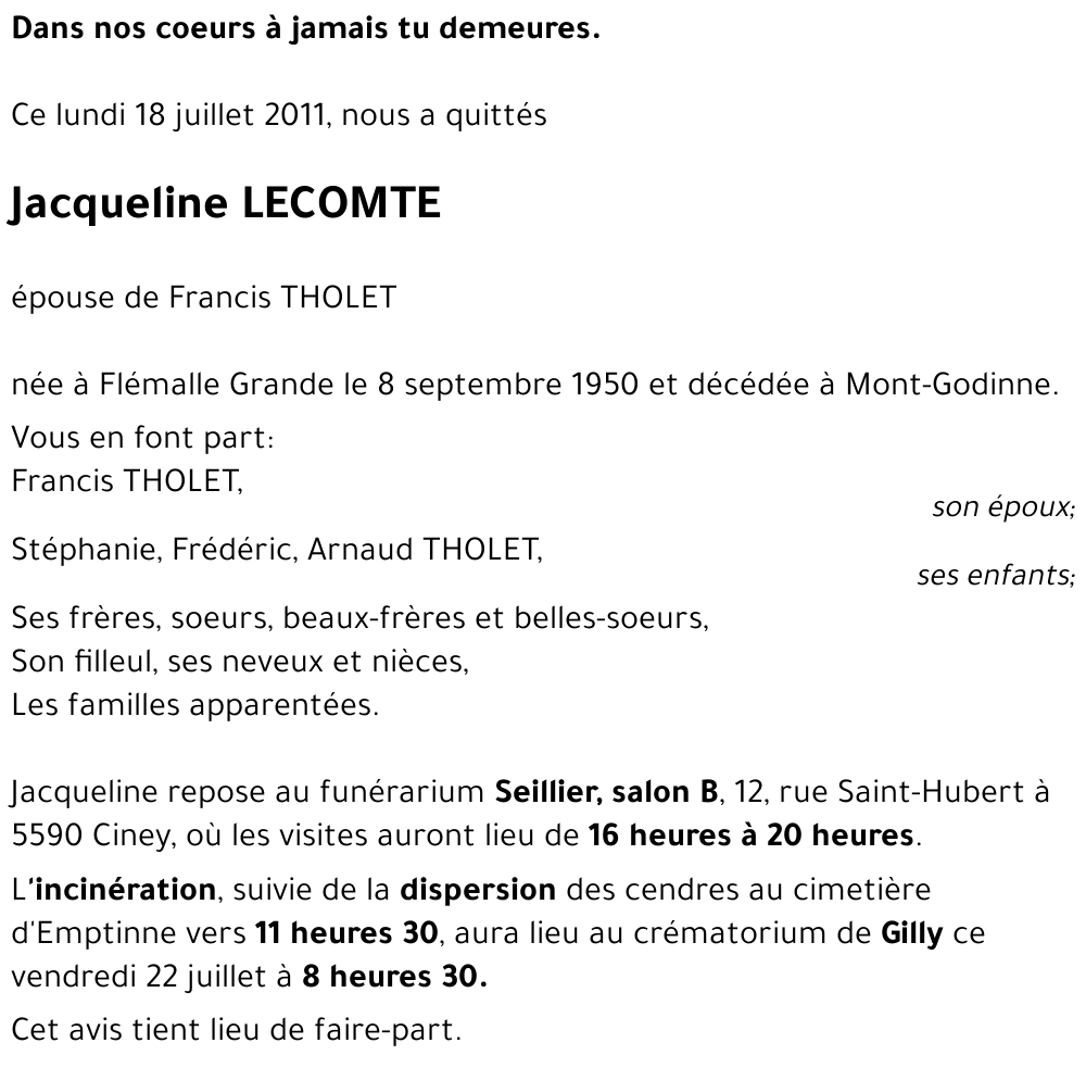 Jacqueline LECOMTE