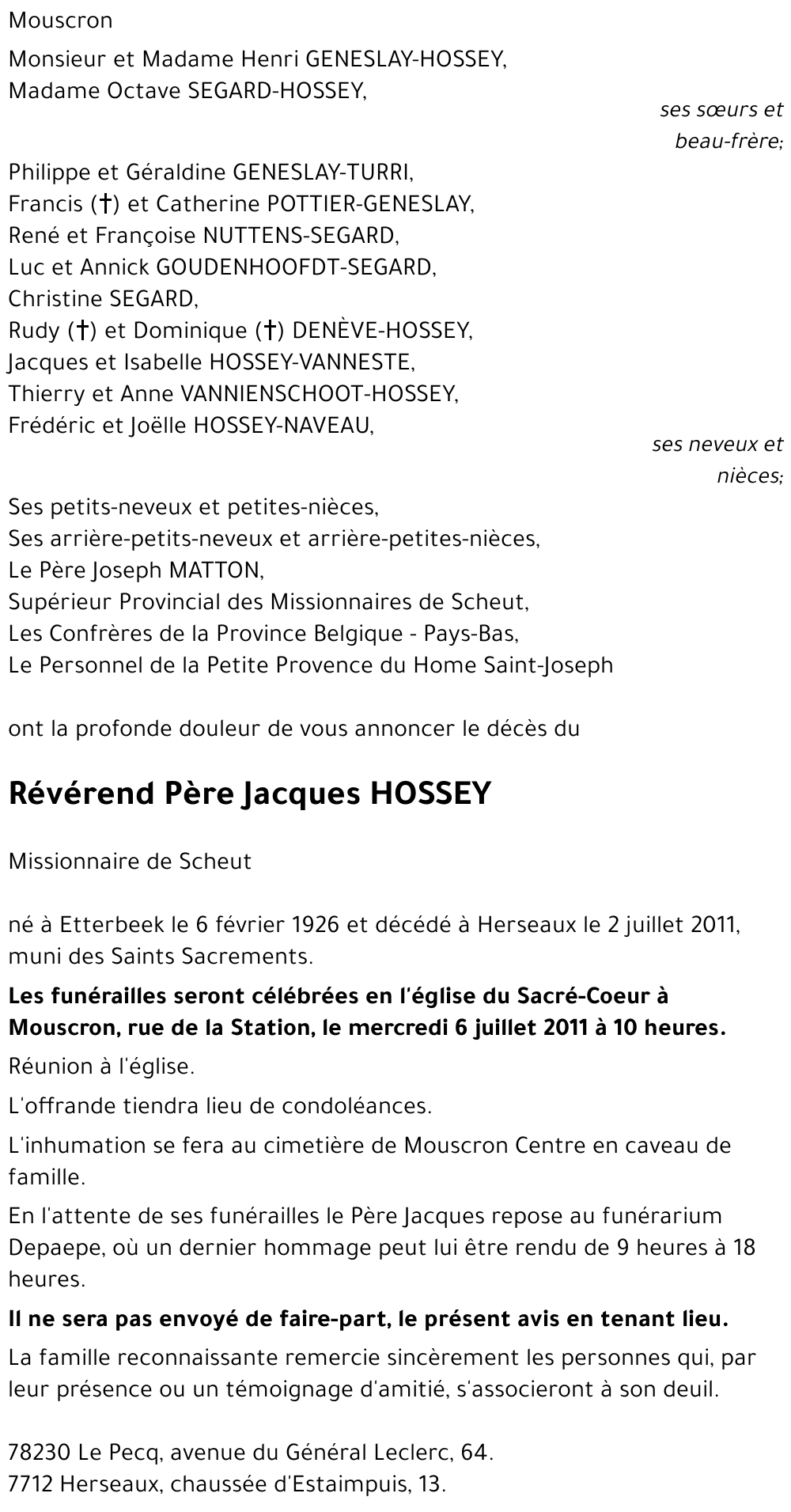 Jacques HOSSEY