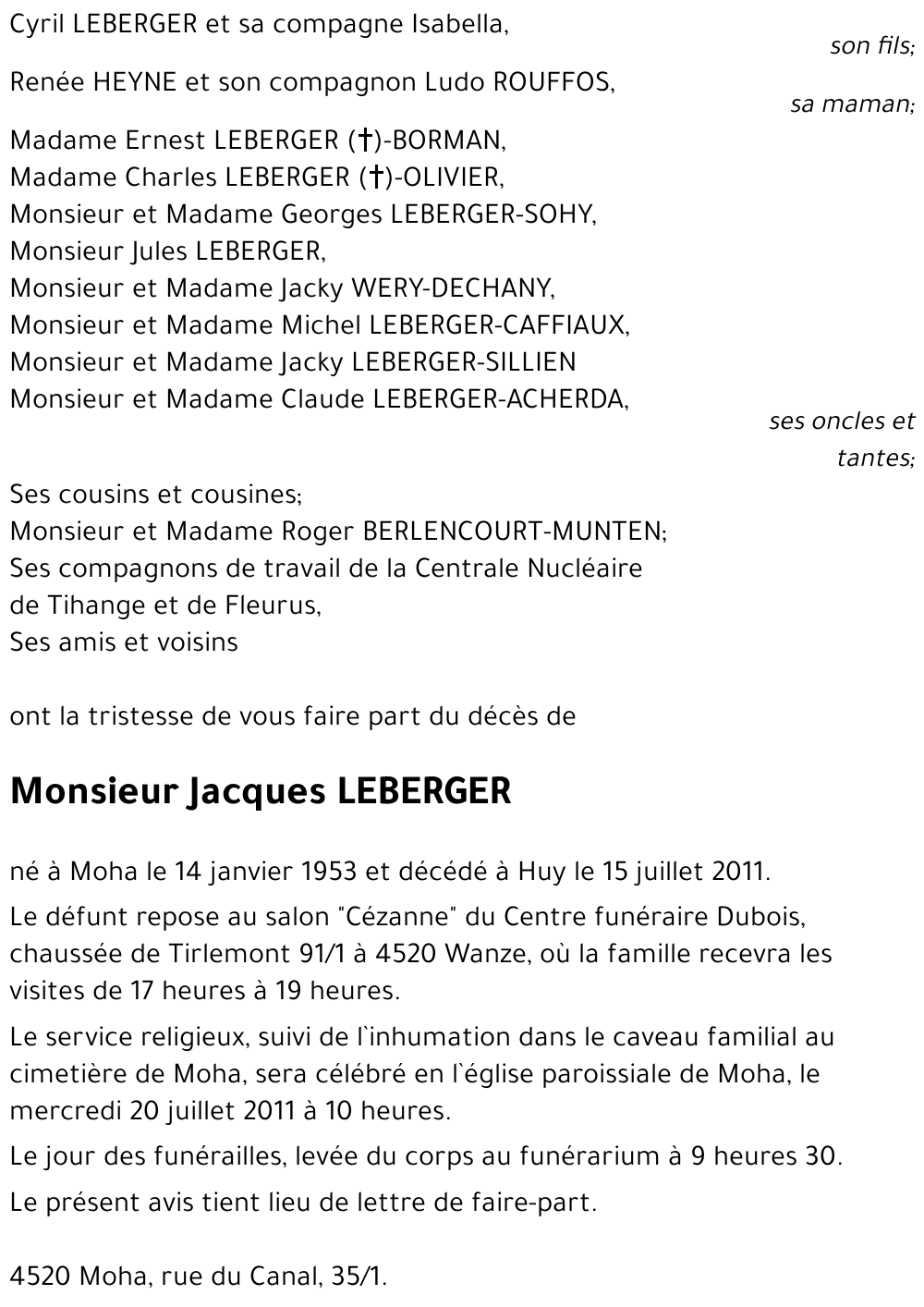 Jacques LEBERGER