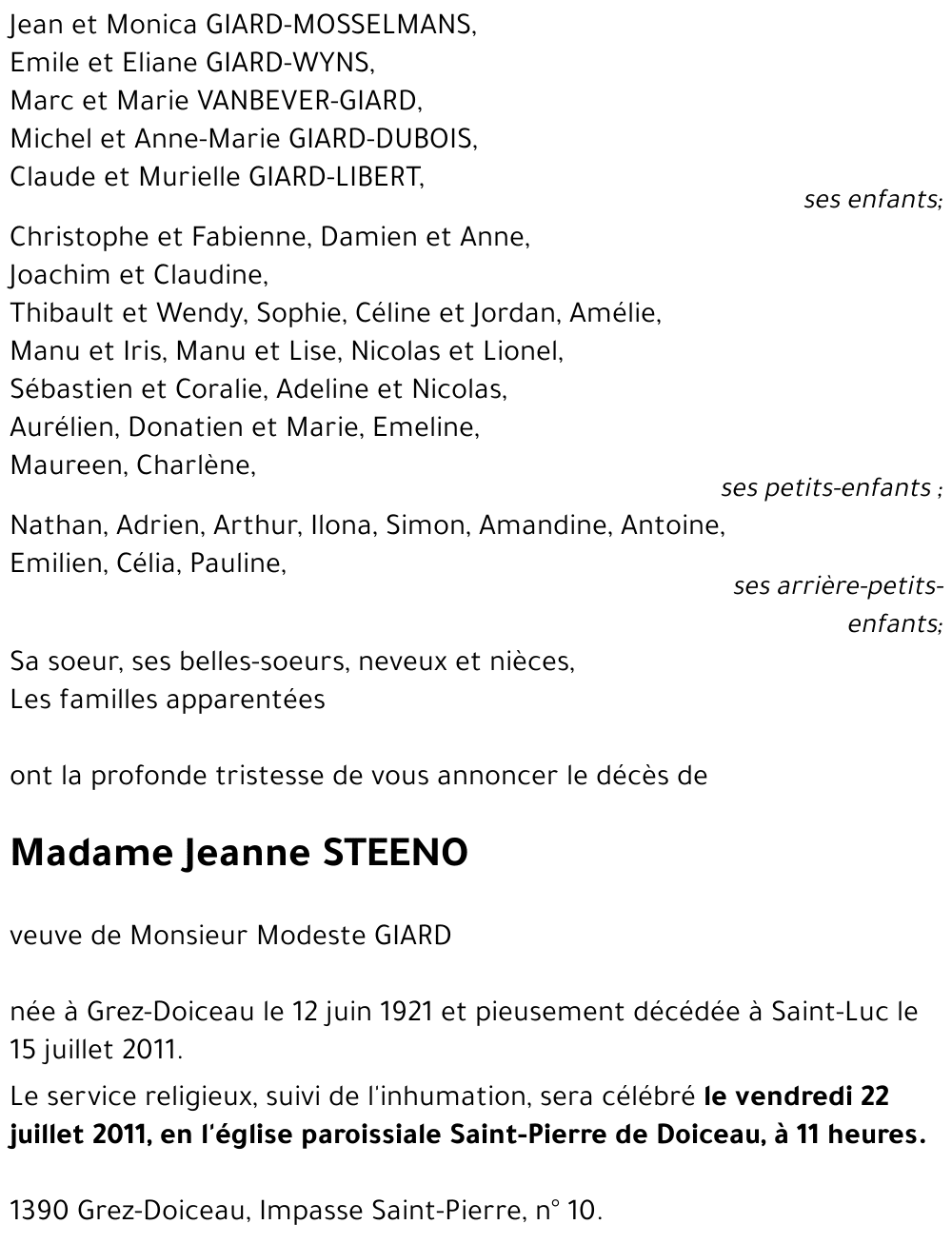 Jeanne STEENO