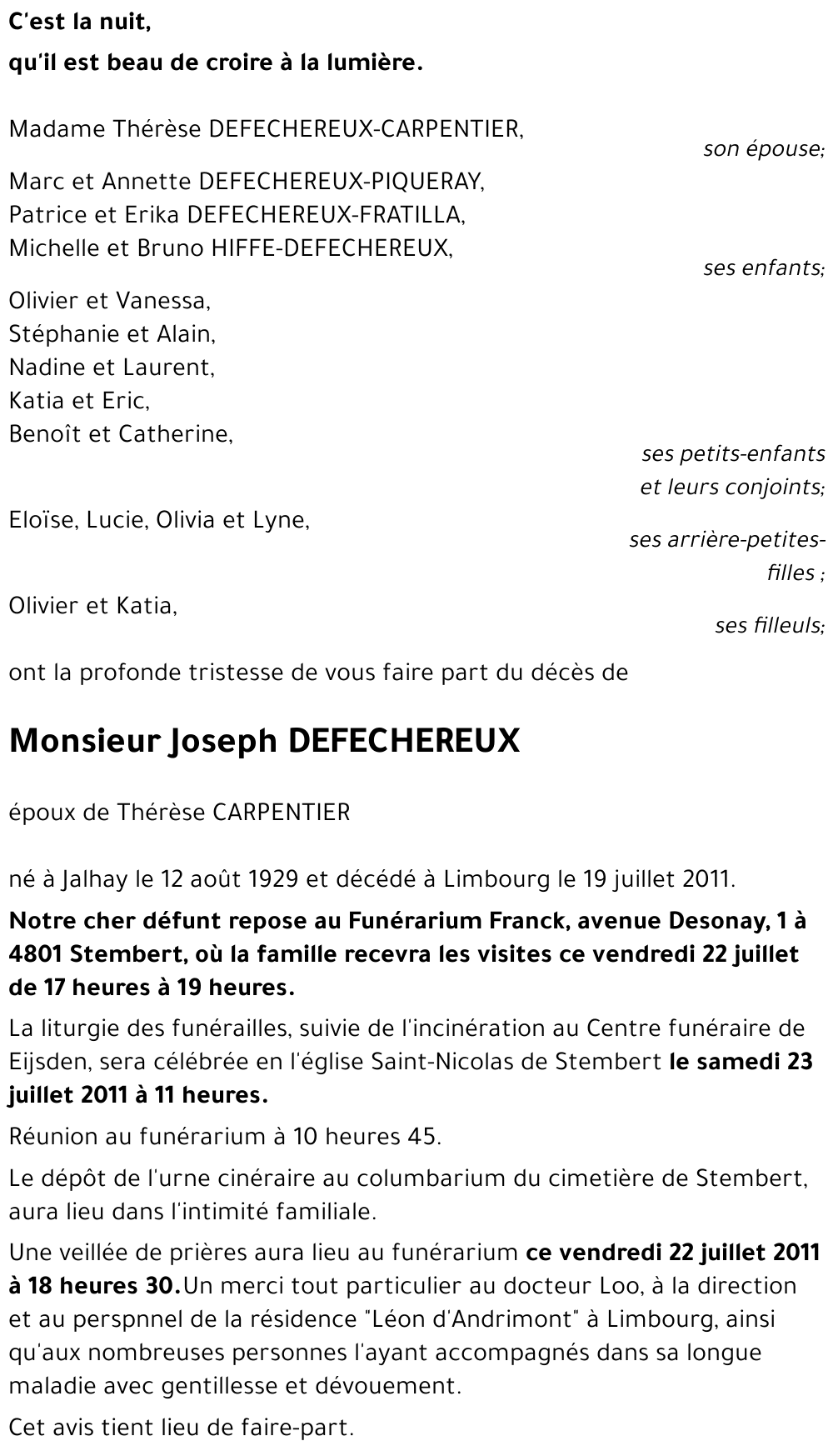 Joseph DEFECHEREUX