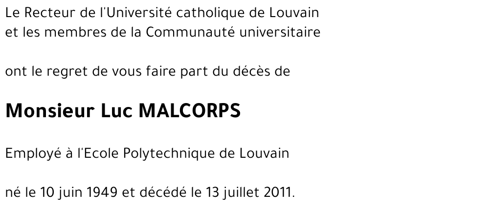 Luc MALCORPS