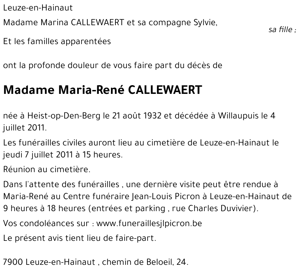 Maria-René CALLEWAERT