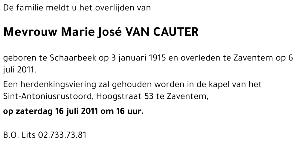 Marie José VAN CAUTER