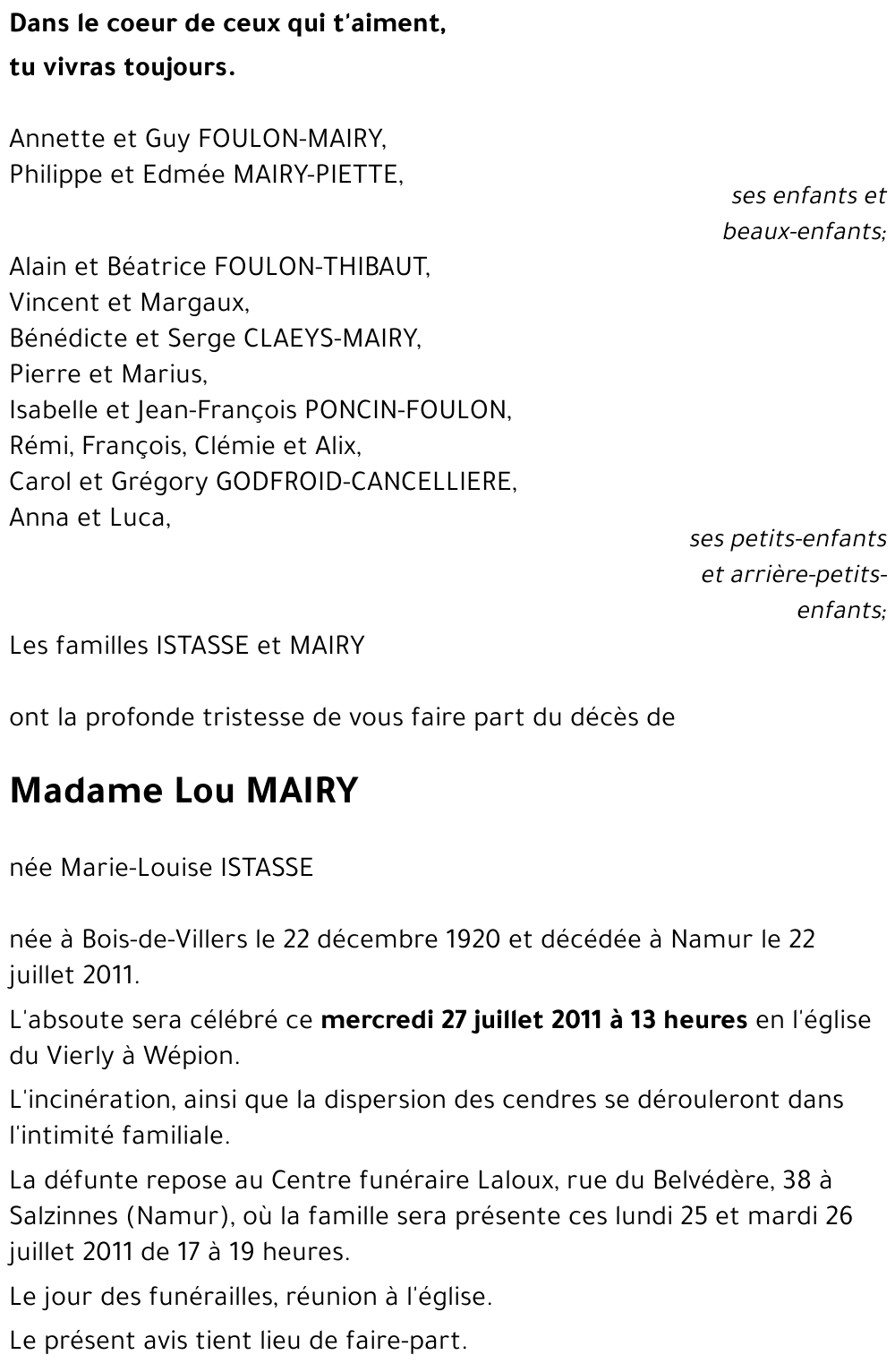 Marie-Louise ISTASSE