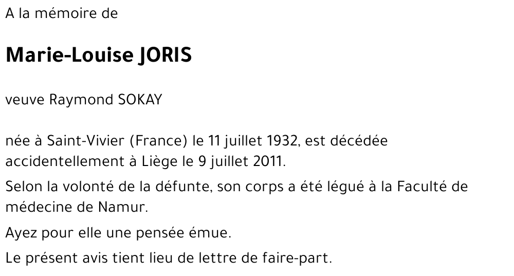 Marie-Louise JORIS