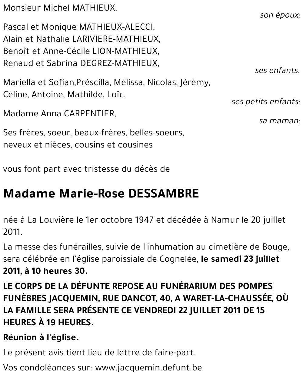 Marie-Rose DESSAMBRE