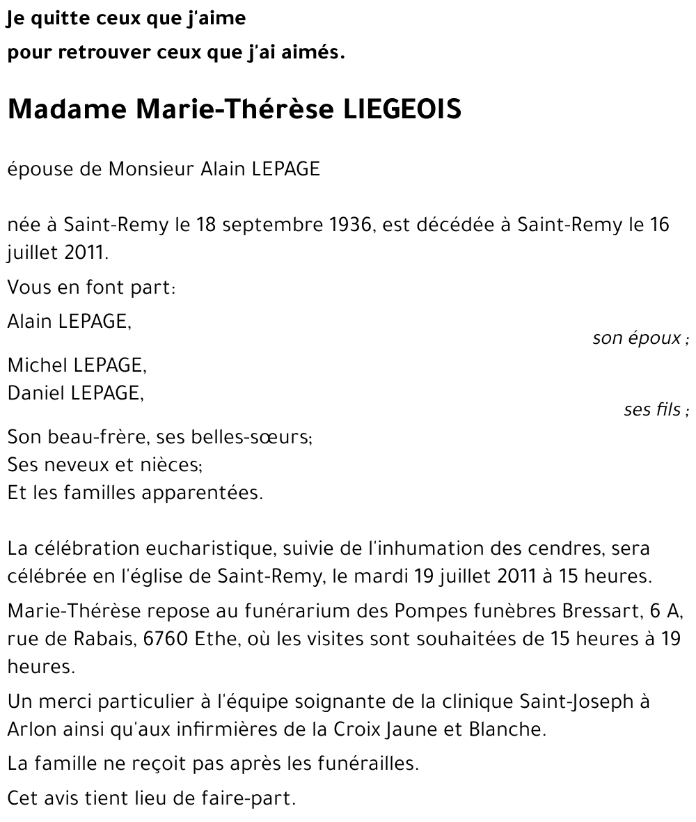 Marie-Thérèse LIEGEOIS