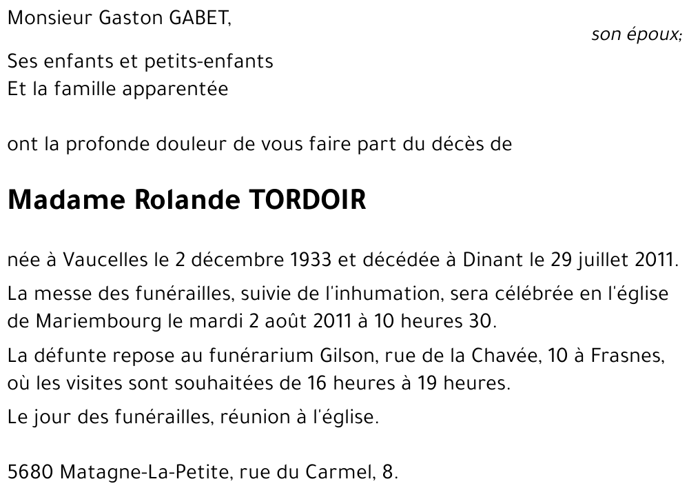 Rolande TORDOIR