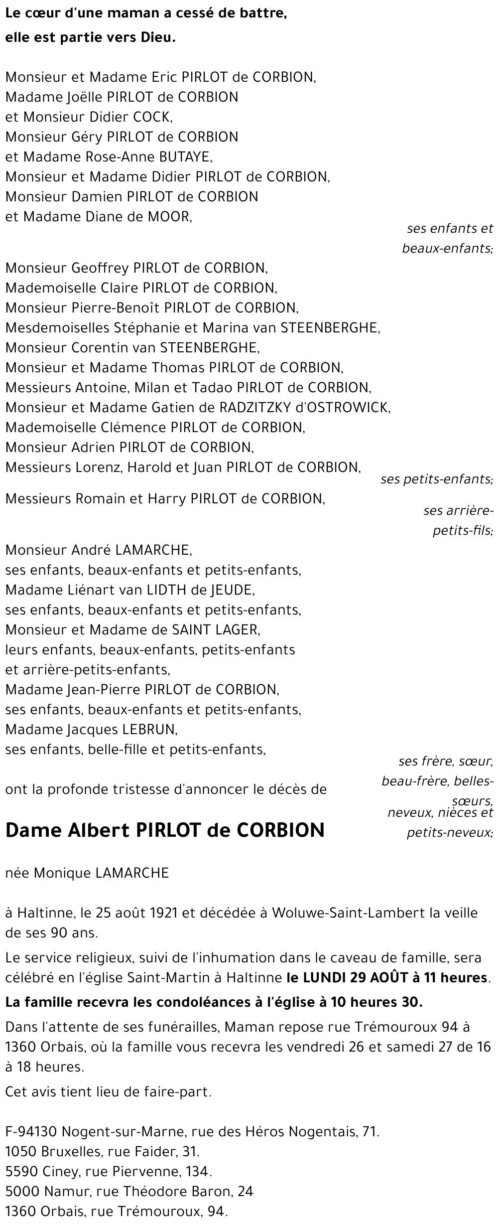 Albert PIRLOT de CORBION