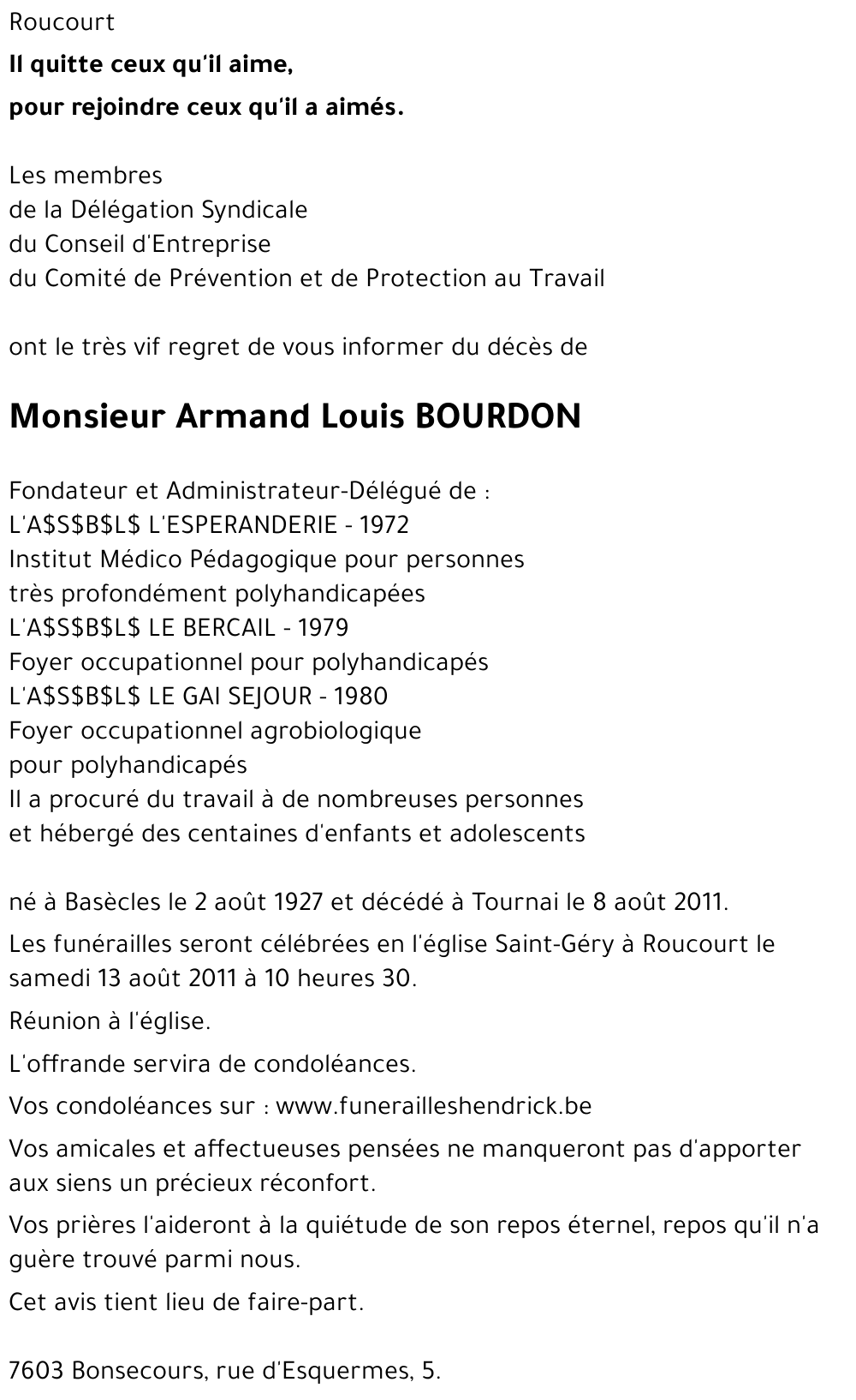 Armand Louis BOURDON