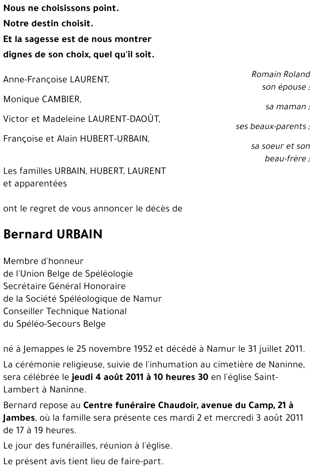 Bernard URBAIN
