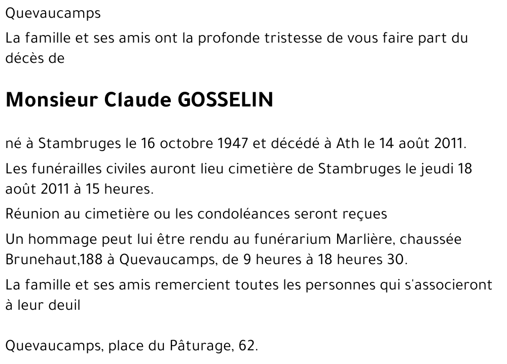 Claude GOSSELIN