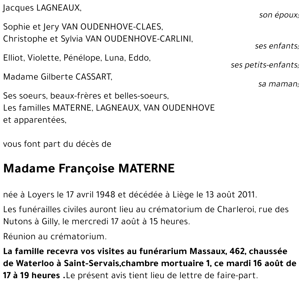 Françoise MATERNE