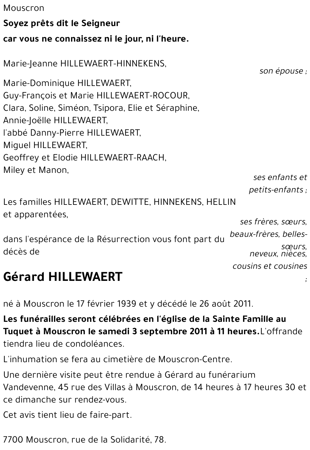 Gérard HILLEWAERT