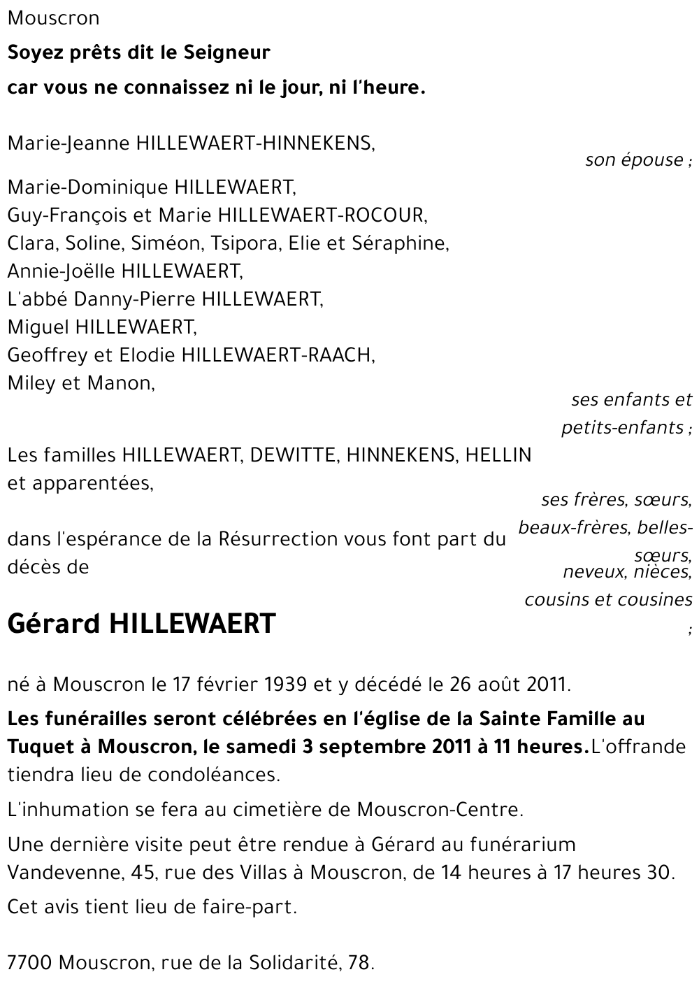 Gérard HILLEWAERT