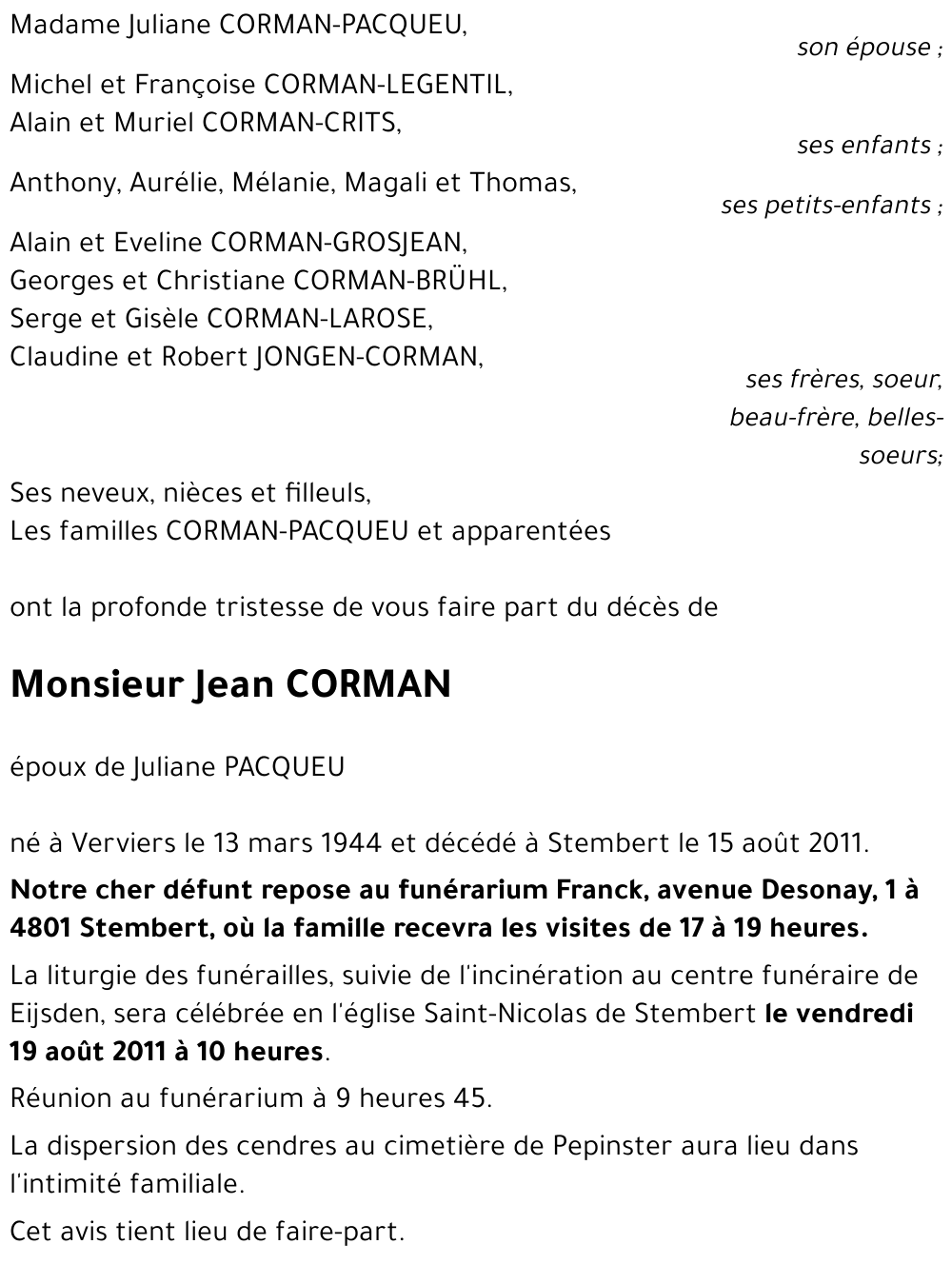 Jean CORMAN