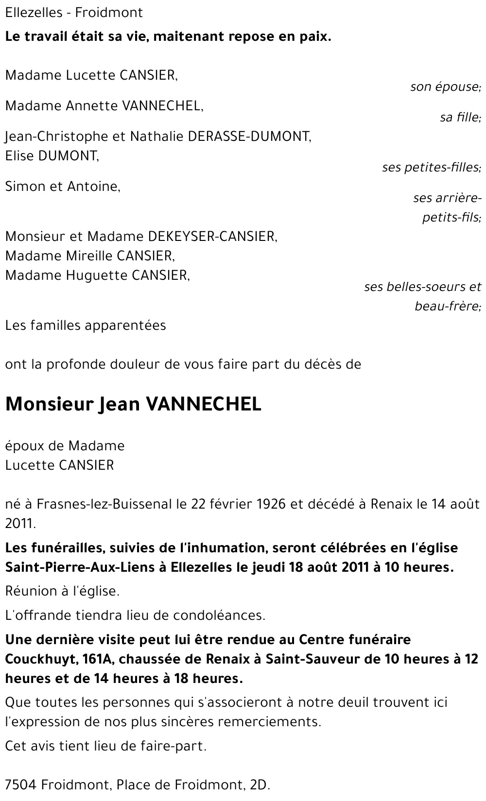 Jean VANNECHEL