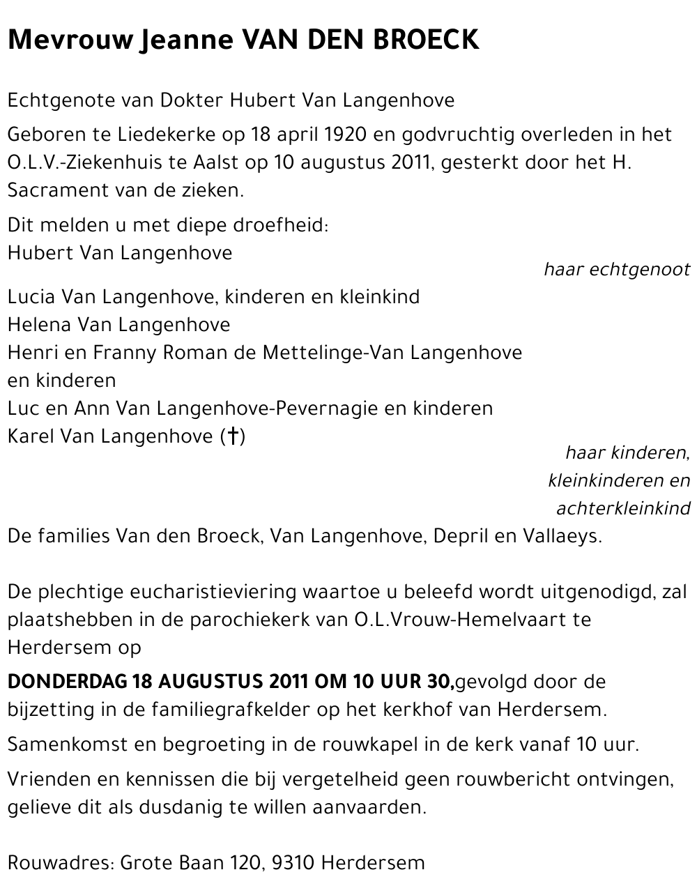 Jeanne VAN DEN BROECK