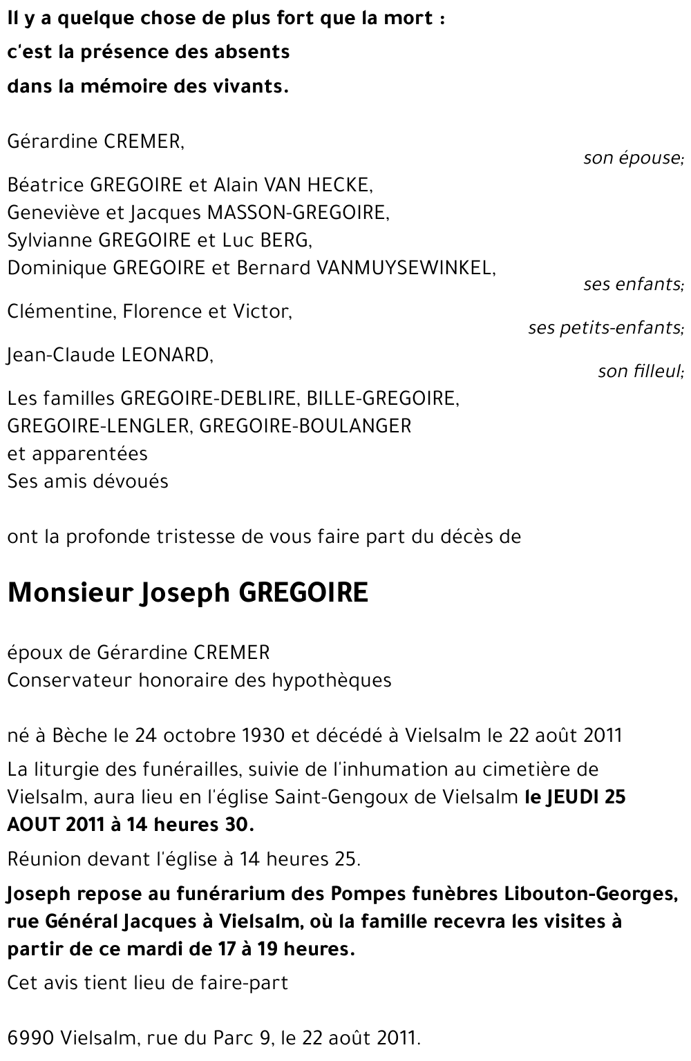 Joseph GREGOIRE