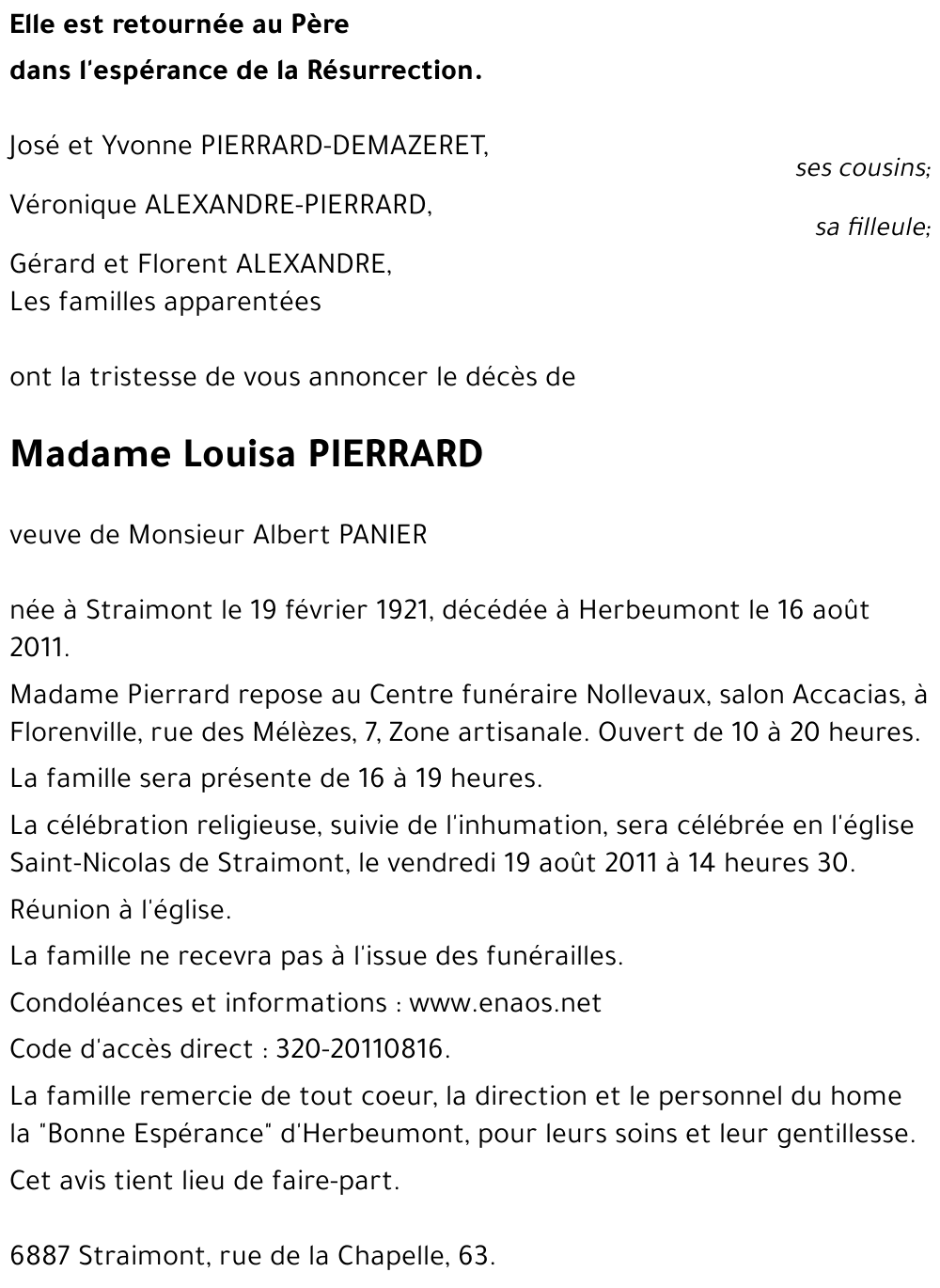 Louisa PIERRARD