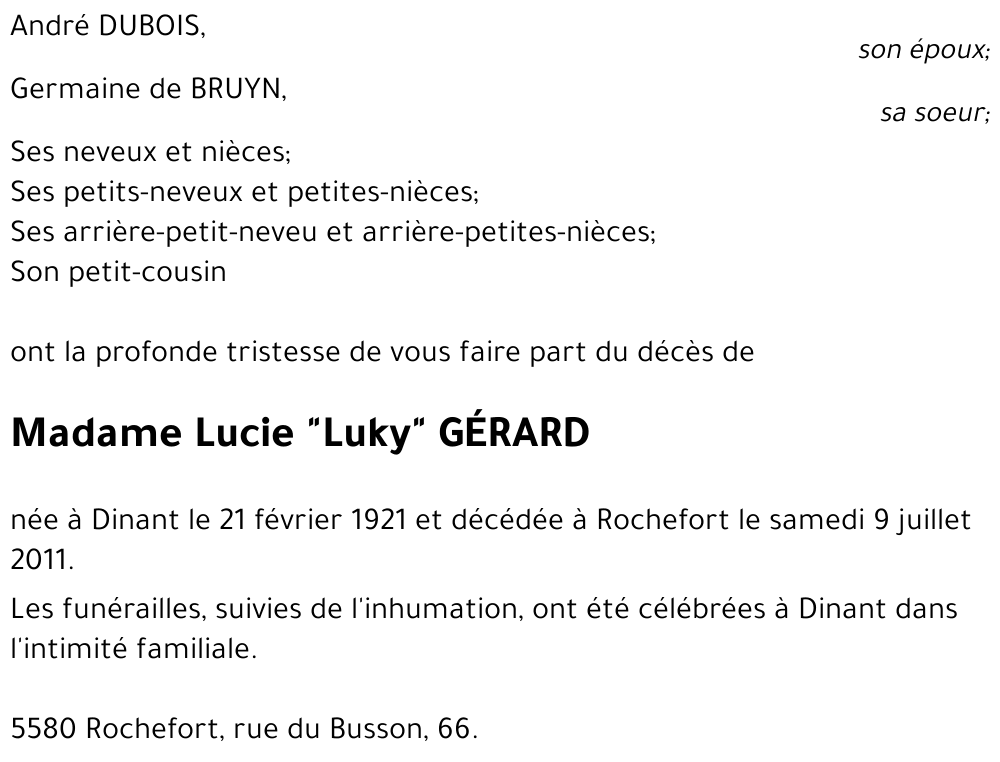 Lucie GÉRARD