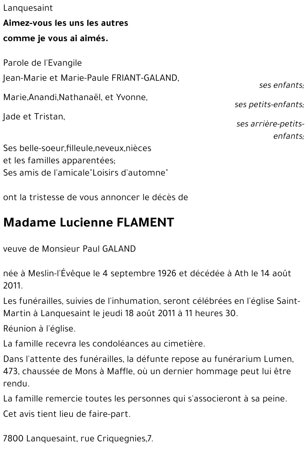 LUCIENNE FLAMENT