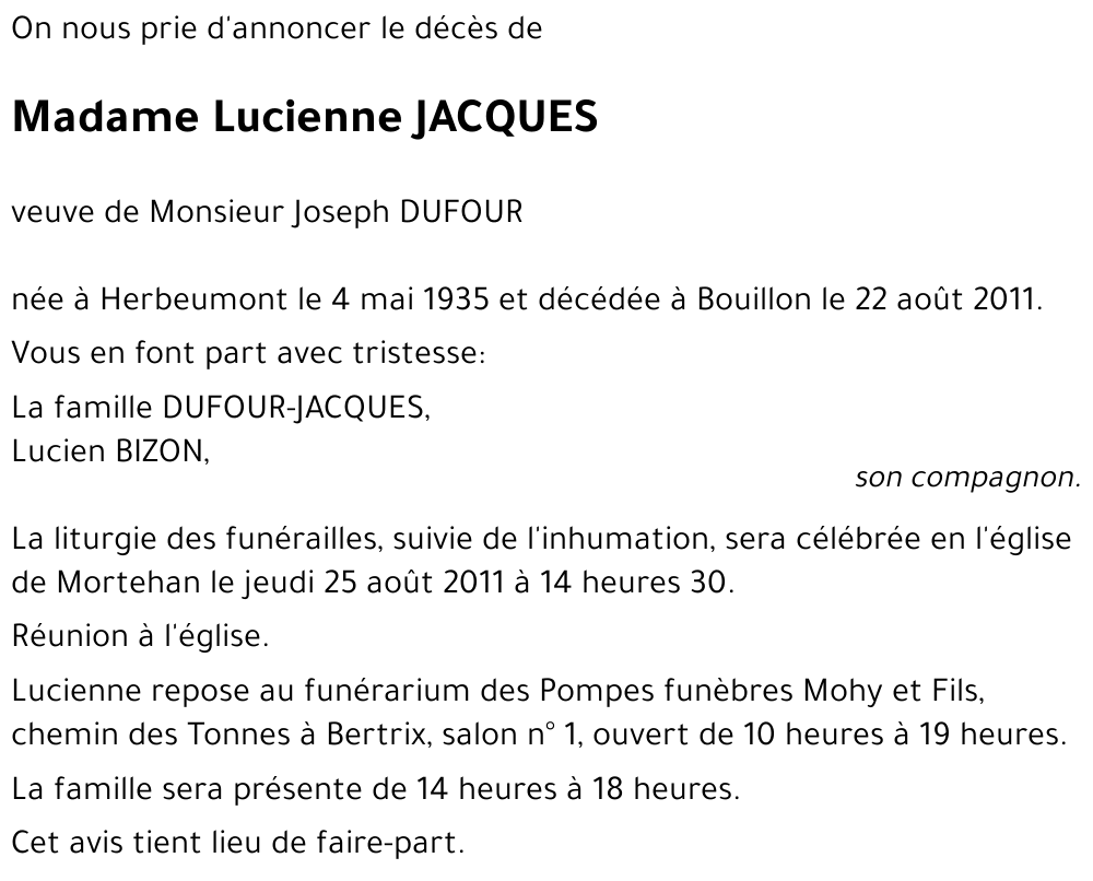 Lucienne JACQUES