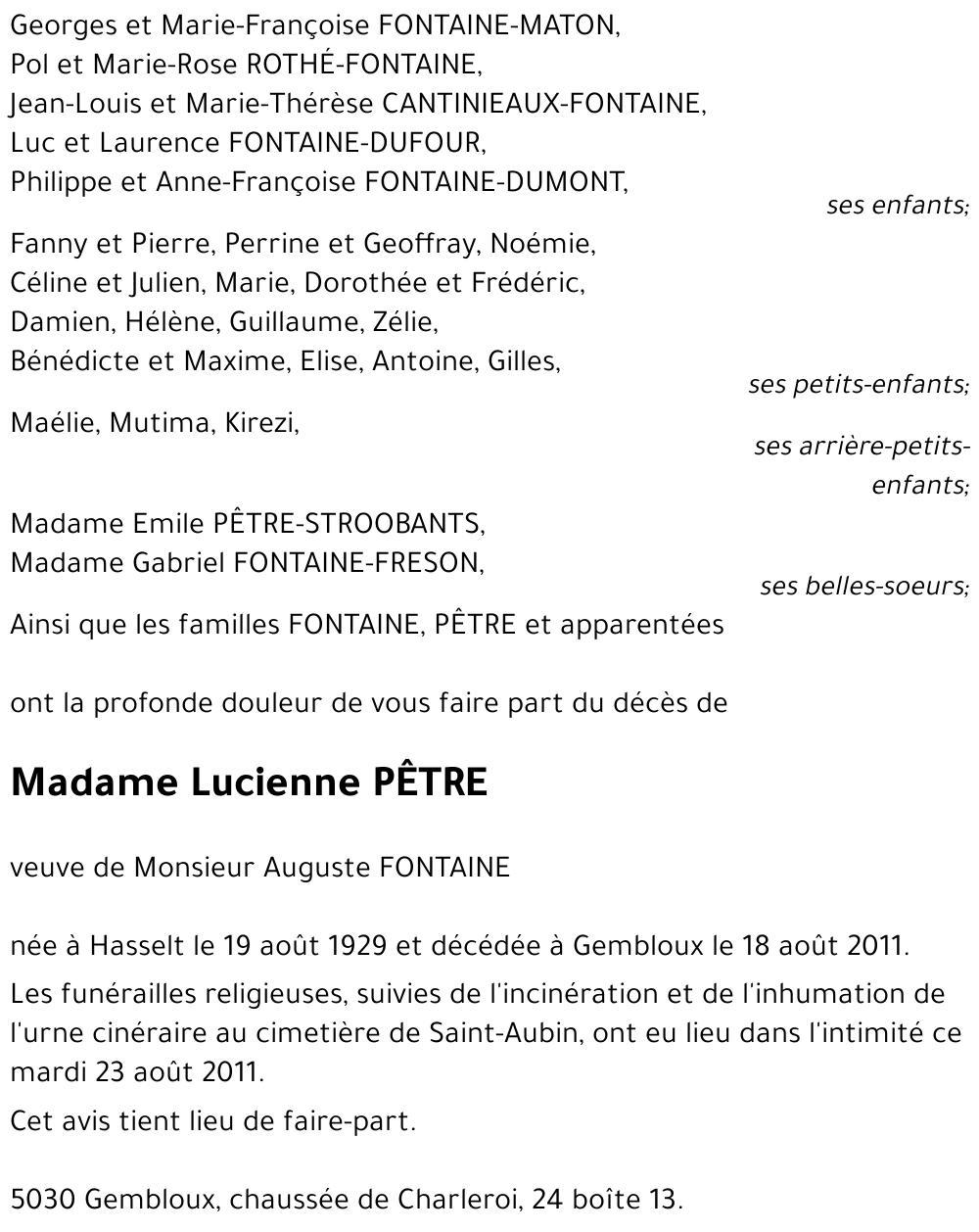 Lucienne PÊTRE