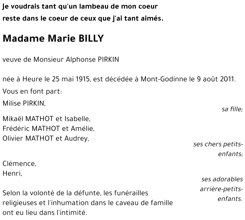 Marie BILLY