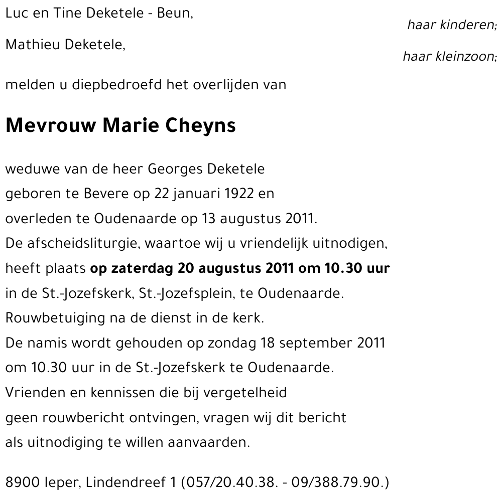 Marie Cheyns
