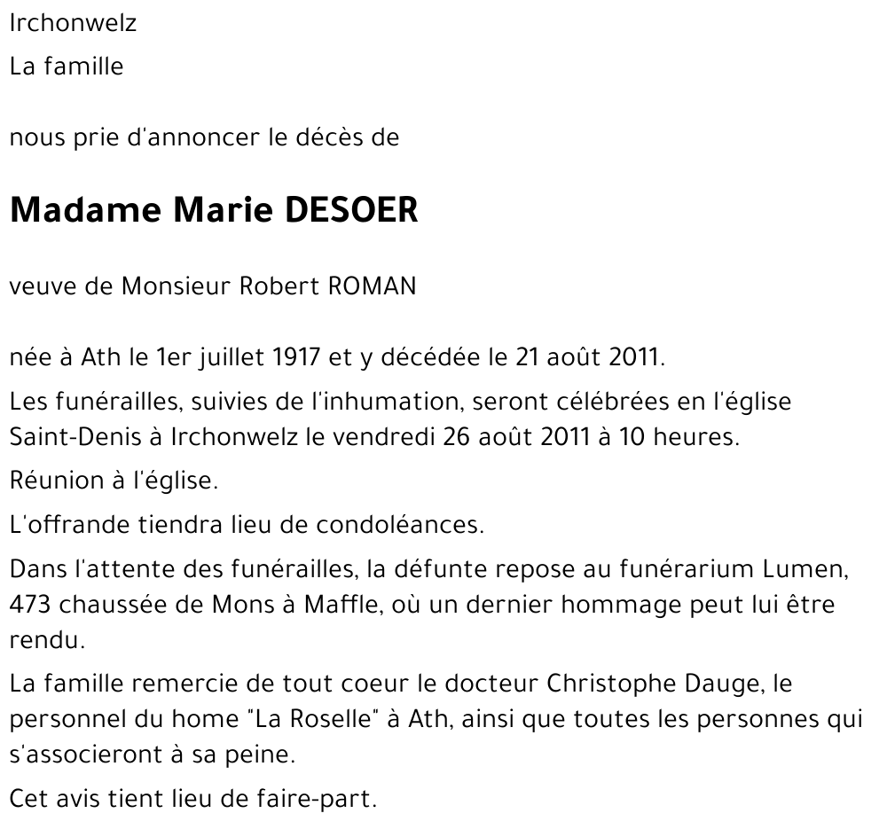 Marie DESOER