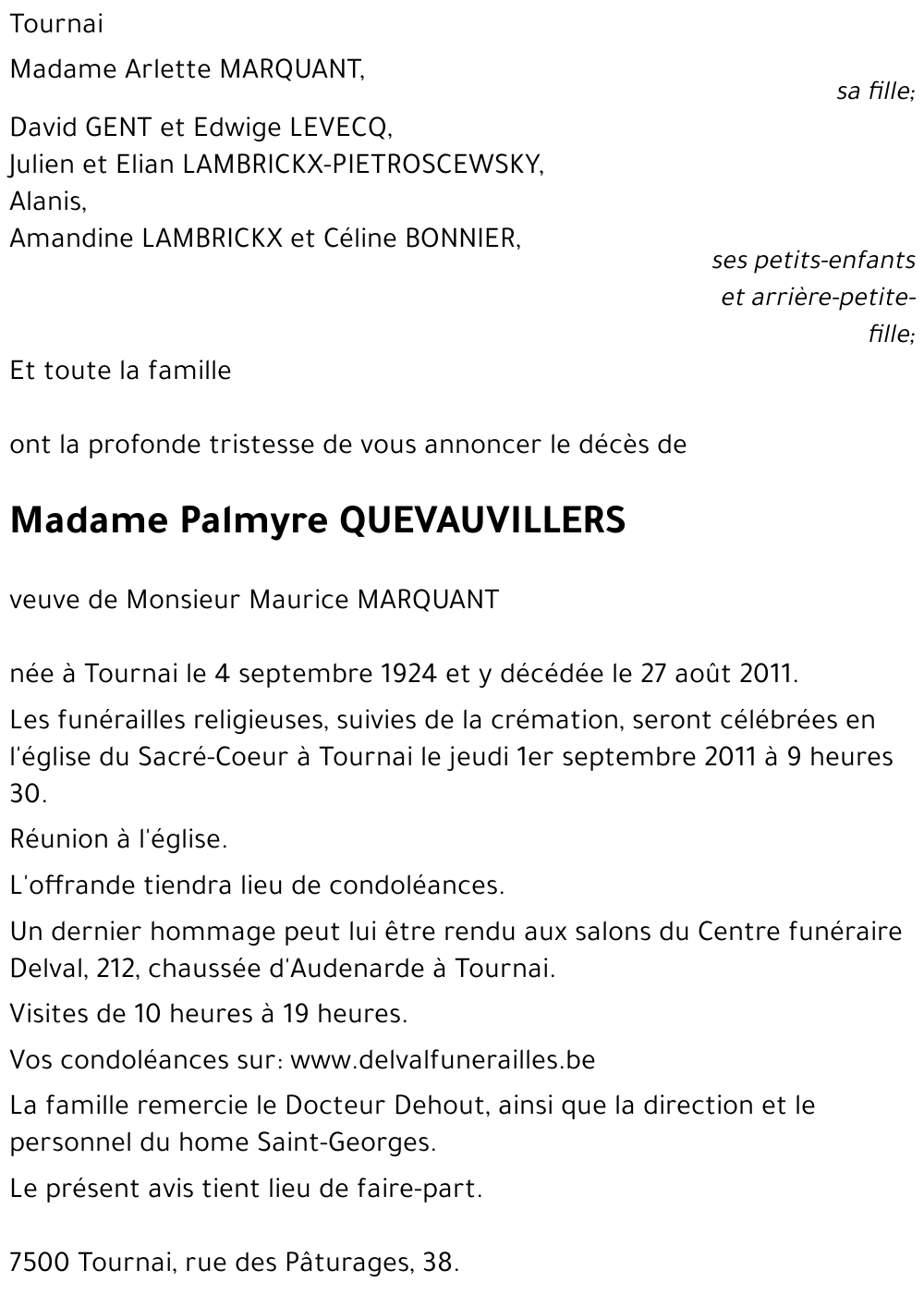 Palmyre QUEVAUVILLERS