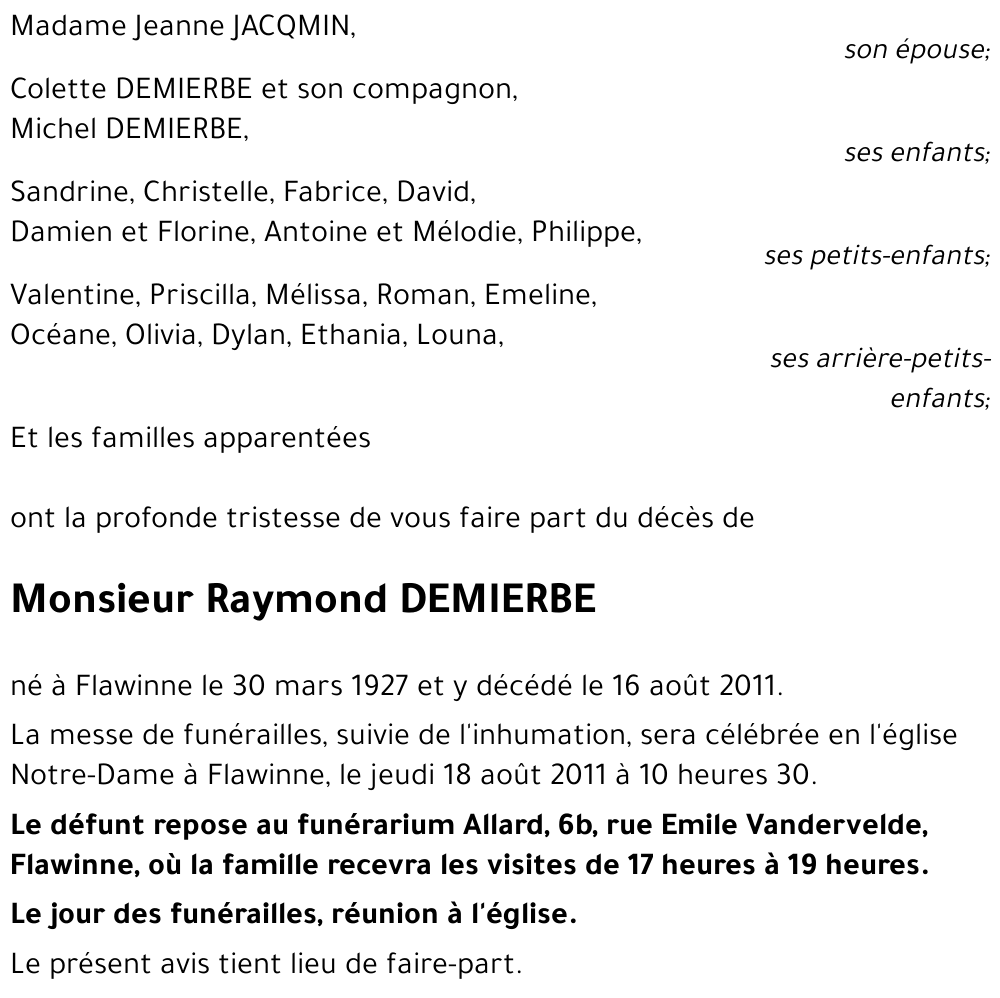 Raymond DEMIERBE